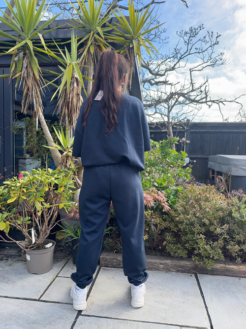 Oversized Slogan Tag Tee and Joggers Set